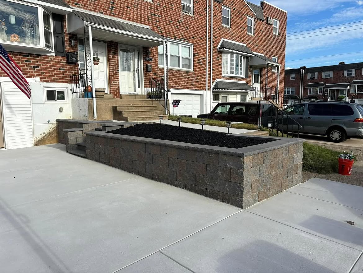 Row Home Driveway & Raised Planter Wall