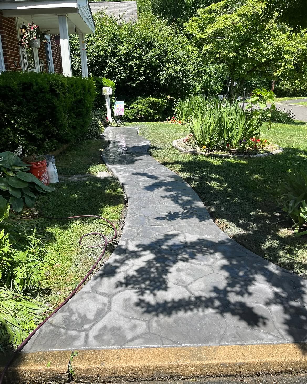 Stamped Stone Walkway & Front Steps